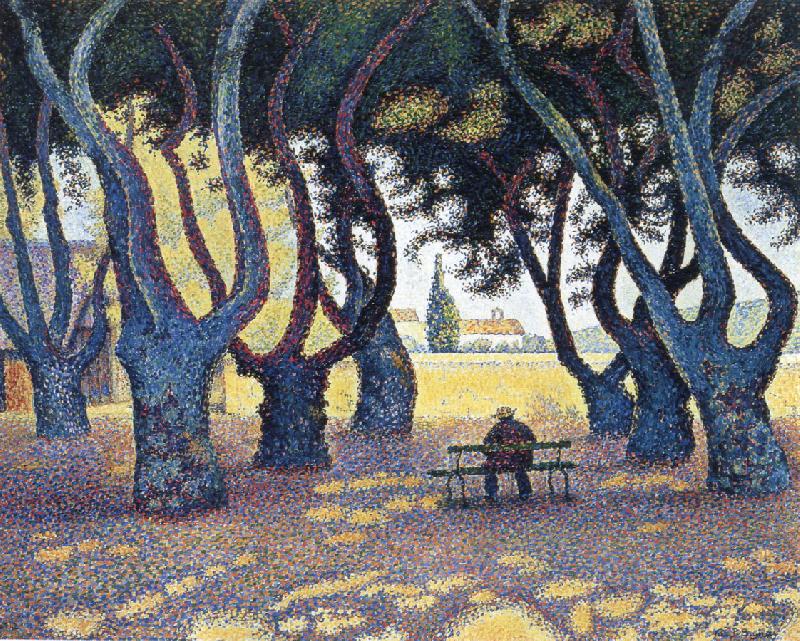 Paul Signac plane trees place des lices oil painting image